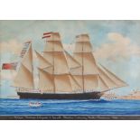 19th Century School - Two gouache - Ship portraits - "The Brigantine 'The Coquette of Plymouth at