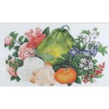 Chinese School - Pair of watercolours and gouache on pith paper - Studies of flowers, fruit and