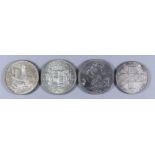 Four George V 1935 Silver Jubilee Crowns, fine/VF, two George VI 1937 Coronation Crowns, VF/EF, four