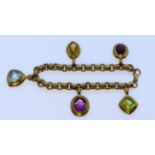A 9ct Gold and Gem Stone Bracelet, Modern, set with citrine, garnet, blue topaz, amethyst and