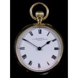 A Late Victorian Lady's 18ct Gold Cased Open Faced Pocket Watch, by D. Glasgow, 20 Myddelton Square,