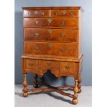 A Walnut and Oak Sided Chest on Stand of "17th Century" Design, the upper part with moulded cornice,