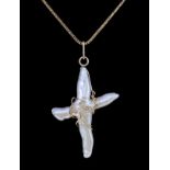 An 18ct Gold Baroque Pearl Pendant and Chain, Modern, by Pleasance Kirk, a baroque pearl, in the