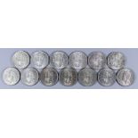 Thirteen George VI Half Crowns - 1939 to 1951, all EF - some with lustre