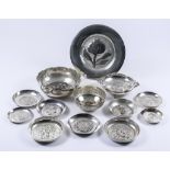 A Selection of Continental Silver Circular Dishes and Bowls, all variously embossed with