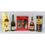Six bottles of Janneau V.S.O.P. Grand Armagnac, six bottles of Bisquit "3 Star" cognac, and six