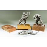 ***Diana Peyton (born 1928) - Ceramic figure - "Rescue I", 5.25ins, on hardwood base (6.75ins