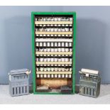 A Southern Railway Green Painted Ticket Storage Cabinet, with six tiers of ticket slots holding a