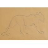 Stanislaus Brien (fl. 1930's - Polish) - Two charcoal sketches - "Lioness. Abyssinia", on manila