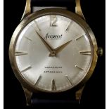 An Accurist Wristwatch, 20th Century, 9ct Gold Cased, the cream dial with gold baton numerals, 32