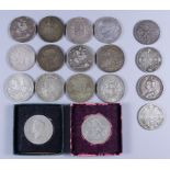 A Collection of Fourteen Crowns (George V to George VI), including - George IV 1821 (2), fair,