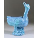 A Chinese Blue "Robins Egg" Glazed Porcelain Figure of a Goose, 20th Century, 9.75ins (25cm) high