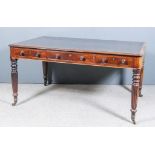 A George IV Partners Mahogany Writing Table, with black leather cloth inset to top, banded edges and