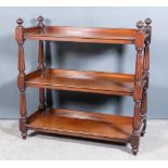 A Victorian Mahogany Three-Tier Tray Top Dinner Wagon, with turned and reeded finials, on turned and