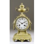 A Late 19th Century French Brass Cased Mantel Clock, by Japy Freres, No. 97932, the 3.75ins diameter