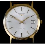A Longines Automatic Wristwatch, 1979, 9ct Gold Cased, the silvered dial with gold baton numerals