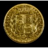 A Victoria 1869 Shield Back Sovereign (Young Head), (Die No. 4), fine