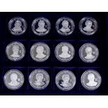 Twelve 2006 Democratic Republic of Congo Silver Proof Ten Franc Coins/Medallions, commemorating