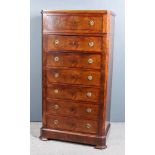 A 19th Century French Empire Mahogany Semainier, with figured quarter veneered top, fitted seven