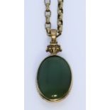 A 9ct Gold Belcher Chain with Spinning Bloodstone Fob Pendant, Modern, chain 600mm, pendant 35mm x
