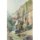 Walter Brookes Spong (1851-1929) - Watercolour - View of Overshot Water Mill, signed to lower