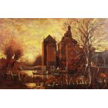 ***Tom Keating (1917-1984) - Oil painting - "Dedham Mill, Sunset", signed, canvas 20ins x 30ins,