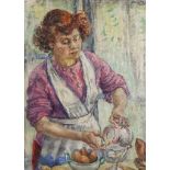 ***Dorothy Duval (born 1917) - Oil painting - "French Housewife", signed, artists board 15.75ins x