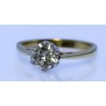 A Solitaire Diamond Ring, Modern, in 18ct gold mount, set with a round brilliant cut diamond,