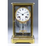 A Late 19th Century French Lacquered Brass Cased "Four Glass" Mantel Clock, No. 5171 44, the 3ins