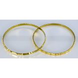 Two 22ct Stiff Bangles, Modern, total gross weight 24.9g