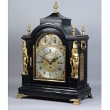 A Late Victorian Ebonised and Gilt Brass Mounted Mantel Clock, by J. C. Jennens of London, the