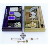A Mixed Lot of 9ct Gold Items, and Other Items, comprising - a 9ct gold amethyst set floral