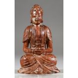 A Chinese Carved Soapstone Figure of Buddha, Qing Dynasty, 18th Century, 5.25ins (13.3cm) high, on