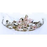 A Silver Floral Gem Set Tiara, Modern, by Pleasance Kirk, set with gem stones on a foliate