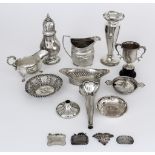 A George III Silver Oval Milk Jug, and mixed silverware, the milk jug makers mark rubbed, London