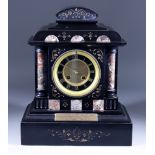A 19th Century French Black Slate Cased Mantel Clock, by Japy Freres, No. 4305, the 3.75ins diameter