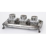 A George II Silver Rectangular Inkstand, by Edward Aldridge, London 1759, with bold gadroon