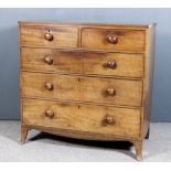 A George III Mahogany Chest, with triple reeded edges to top, fitted two short and three long