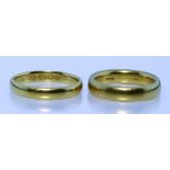 Two 22ct Gold Wedding Bands, 20th Century, sizes M+ and Q, total gross weight 12g