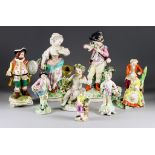 Eight Derby Porcelain Figures, 18th/19th Century, including - "Falstaff", incised N291, 8ins