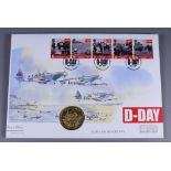 A Westminster Mint D-Day 60th Anniversary 1944-2004 Hand Painted Gold Coin Cover, hand decorated