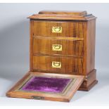 A Late Victorian Lady's Walnut Table Top Cabinet, inlaid with chequered bandings, the fall front