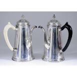 A Pair of George V Silver Side Handled Coffee Pots, by S. Blanckensee & Sons Ltd, London 1932, of "