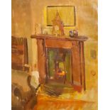 ***Hilda Carline (1889-1950) - Oil painting - "Fireplace", canvas 20.5ins x 16ins, in gilt moulded