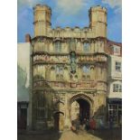 ARR Peter Kuhfeld (born 1952) - Oil painting - "The Christchurch Gate, Canterbury Cathedral",