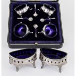 A Pair of George III Silver Oval Salts, and mixed silverware, the oval salts by Peter & Ann Bateman,
