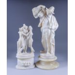 19th Century Continental School - White alabaster figure of a peasant boy carrying a sheath of corn,