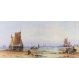 George D. Callow (act.1858-1873) - Watercolour - Seascape near Deal - Fishing boats at sea and