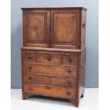 An Unusual 19th Century Anglo-Chinese Padouk and Camphorwood Lined Military Cabinet in Two Sections,