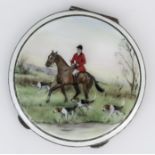 An Elizabeth II Silver and Enamel Circular Compact, by Garrad & Co. Ltd, London 1961, the lid